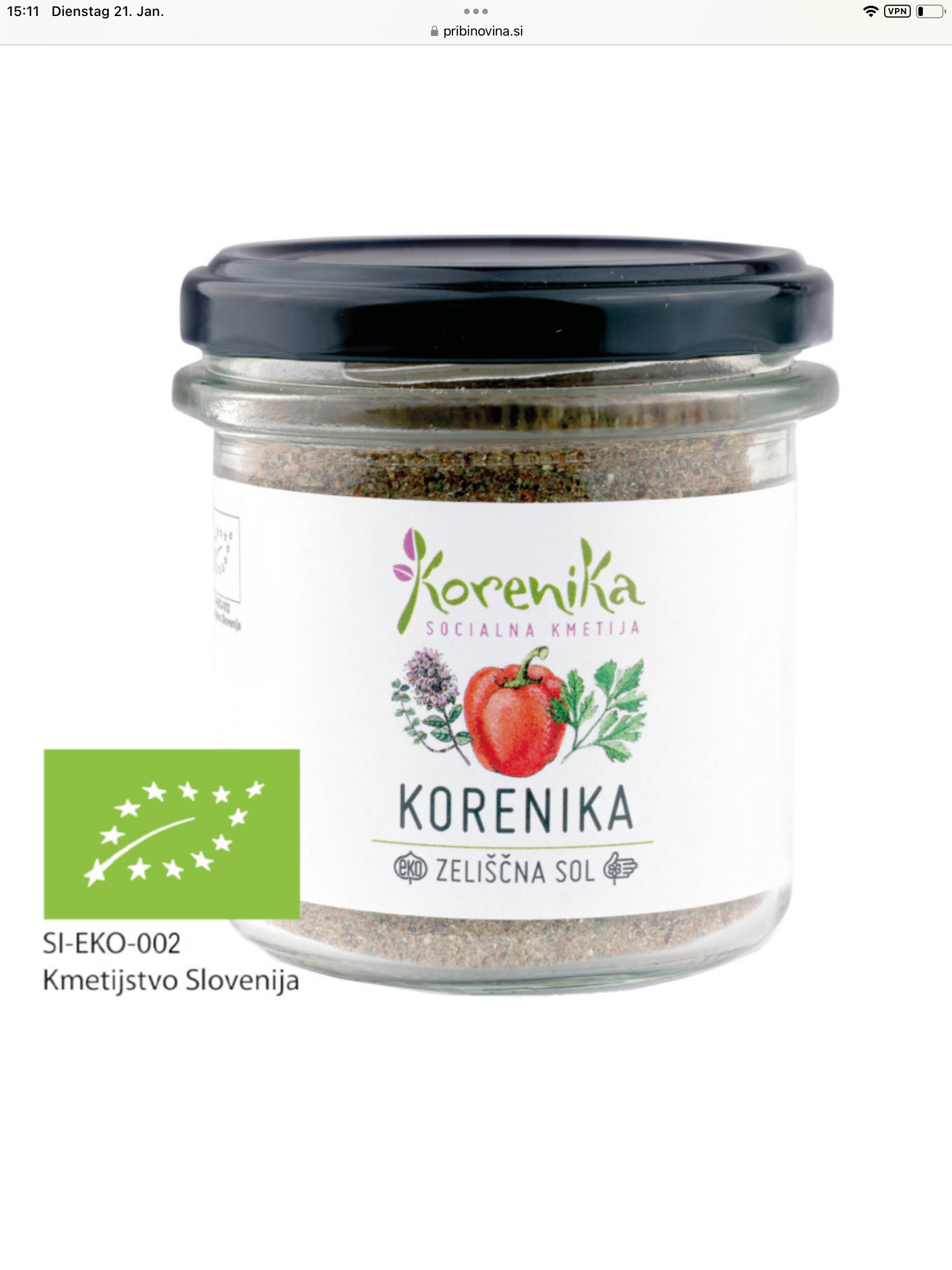 Bio Kräutersalz Mischung von Korenika mit Paprika