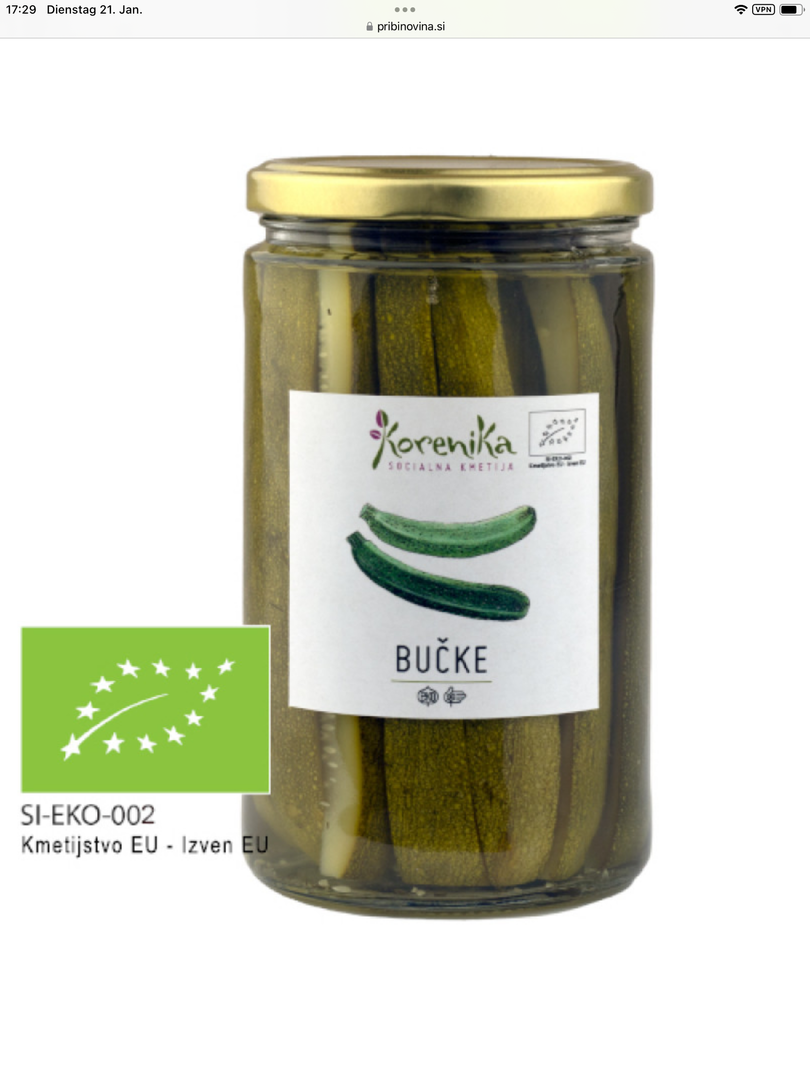 Eingelegte Bio Zuchini