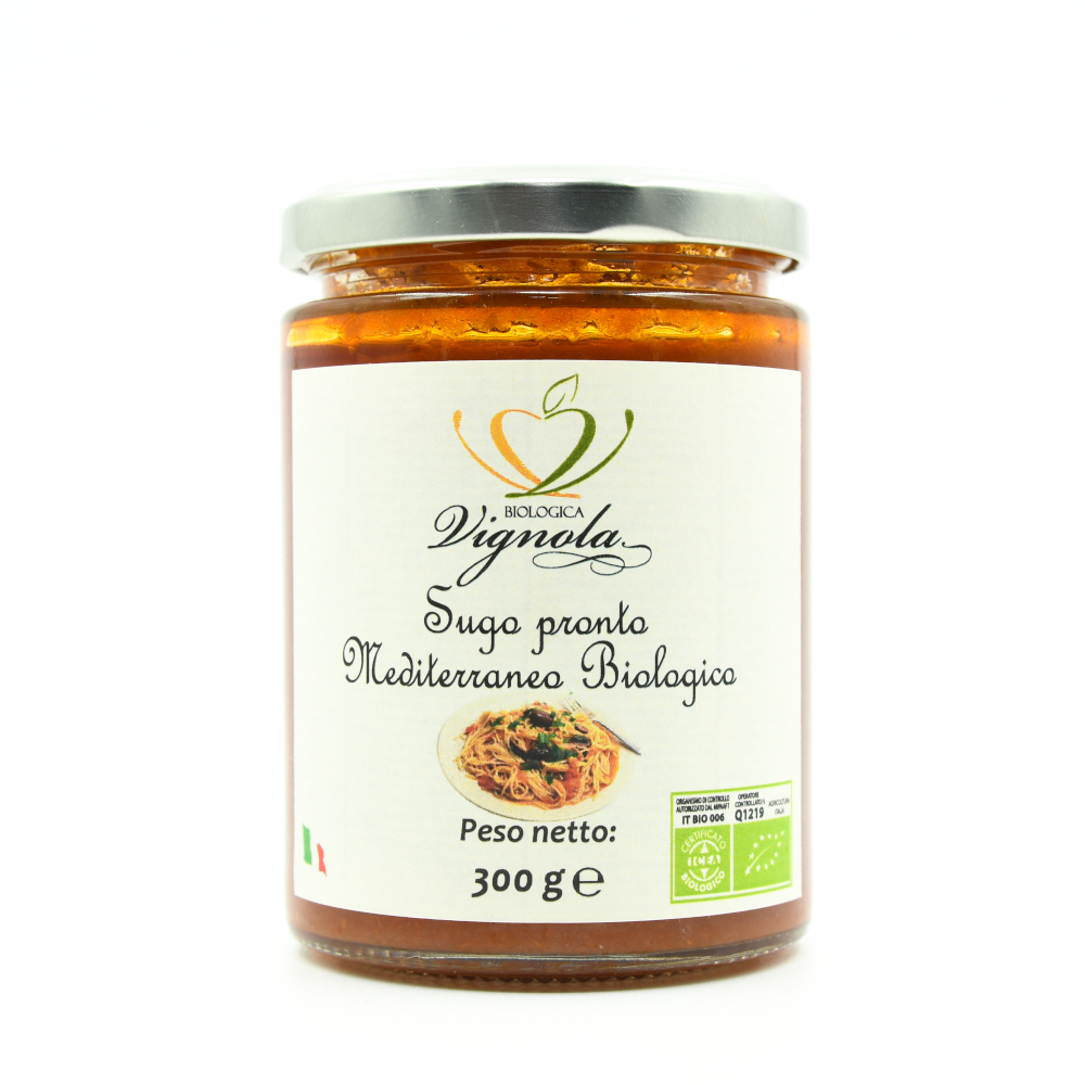 Sugo pronto Mediterraneo Bio -  Bio Mediterrane Tomaten Sauce mit Oliven, Kapern und Sardellen