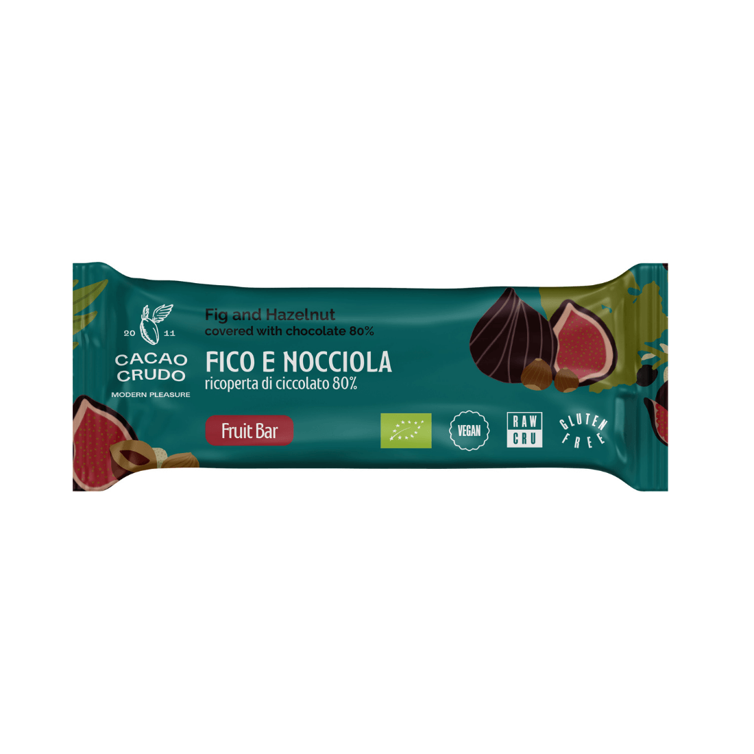 Cacao Crudo Bio - Schoko Frucht Riegel mit Feigen, Haselnüsse, Rohschokolade 30 g