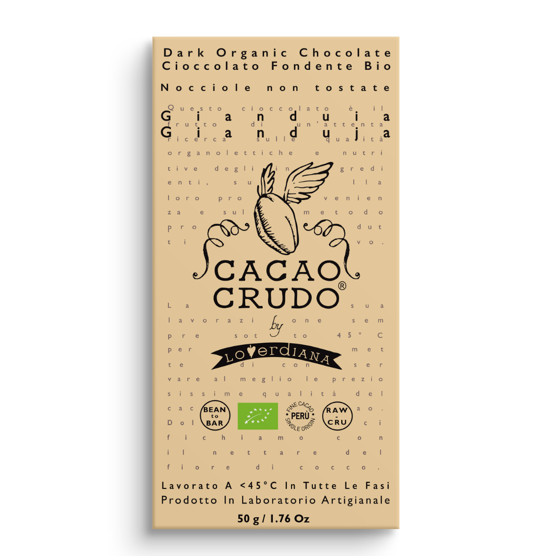 Cacao Crudo „Gianduja“ Haselnuss Rohschokolade